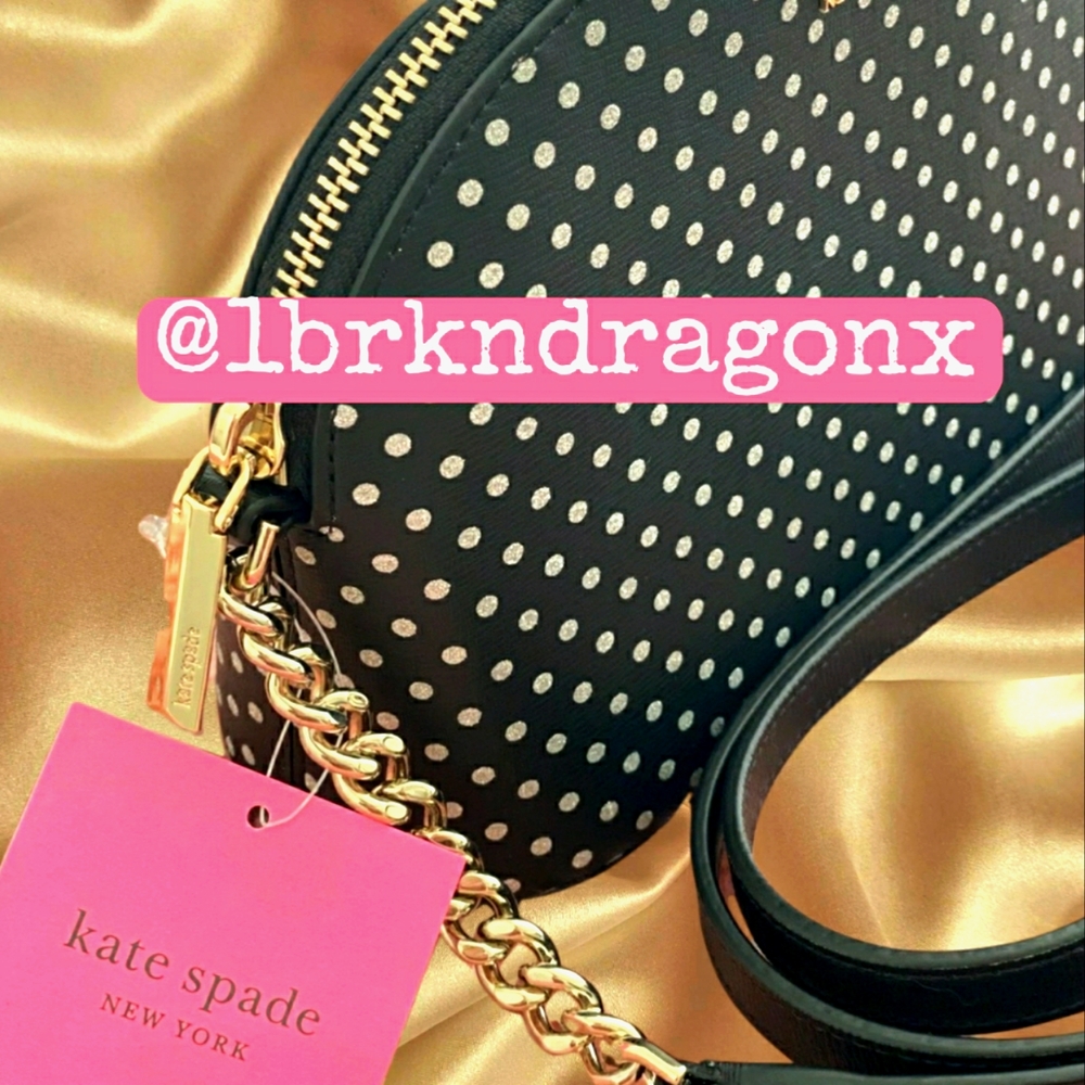 Kate Spade Black Mini  Polka Dot Crossbody Shoulder Bag Metallic Dot NWT - Picture 11 of 14